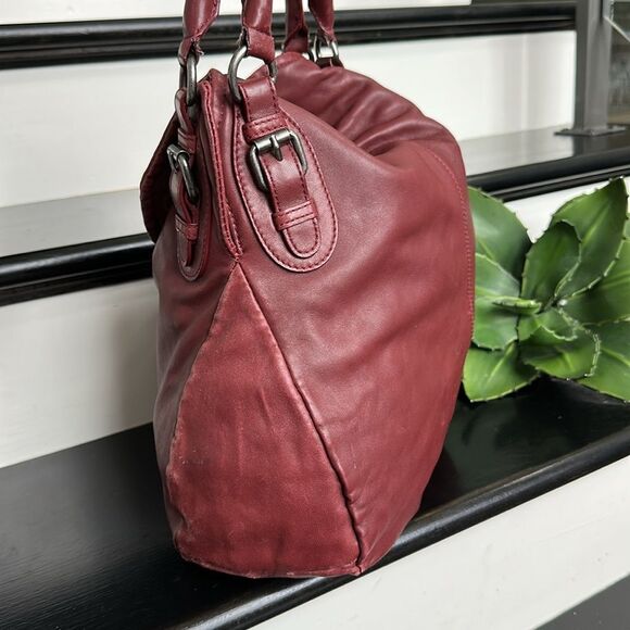 J.Jill Berry Red Genuine Leather Shoulder Bag Purse | Slouchy Soft Hobo Handbag - Picture 7 of 12